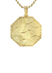 Full Diamond 10K Yellow Gold Small Octagon Picture Pendant Necklace | 1.51 Carats | Appx. 17 Grams