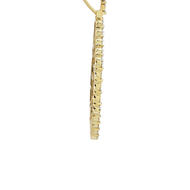 Full Diamond 10K Yellow Gold Small Octagon Picture Pendant Necklace | 1.51 Carats | Appx. 17 Grams