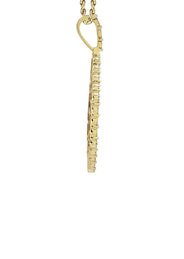 Full Diamond 10K Yellow Gold Small Octagon Picture Pendant Necklace | 1.51 Carats | Appx. 17 Grams