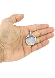 Full Diamond 10K White Gold Small Octagon Picture Pendant Necklace | 1.51 Carats | Appx. 17 Grams