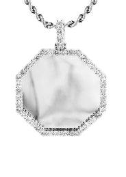 Full Diamond 10K White Gold Medium Octagon Picture Pendant Necklace | 2.23 Carats | Appx. 20 Grams