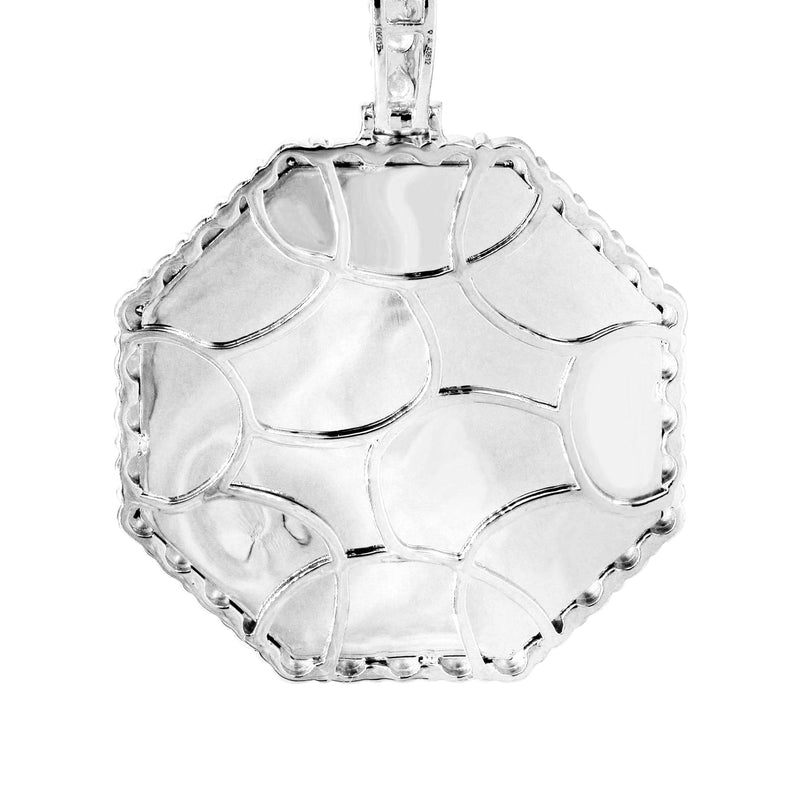 Full Diamond 10K White Gold Medium Octagon Picture Pendant Necklace | 2.23 Carats | Appx. 20 Grams