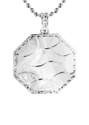 Full Diamond 10K White Gold Medium Octagon Picture Pendant Necklace | 2.23 Carats | Appx. 20 Grams