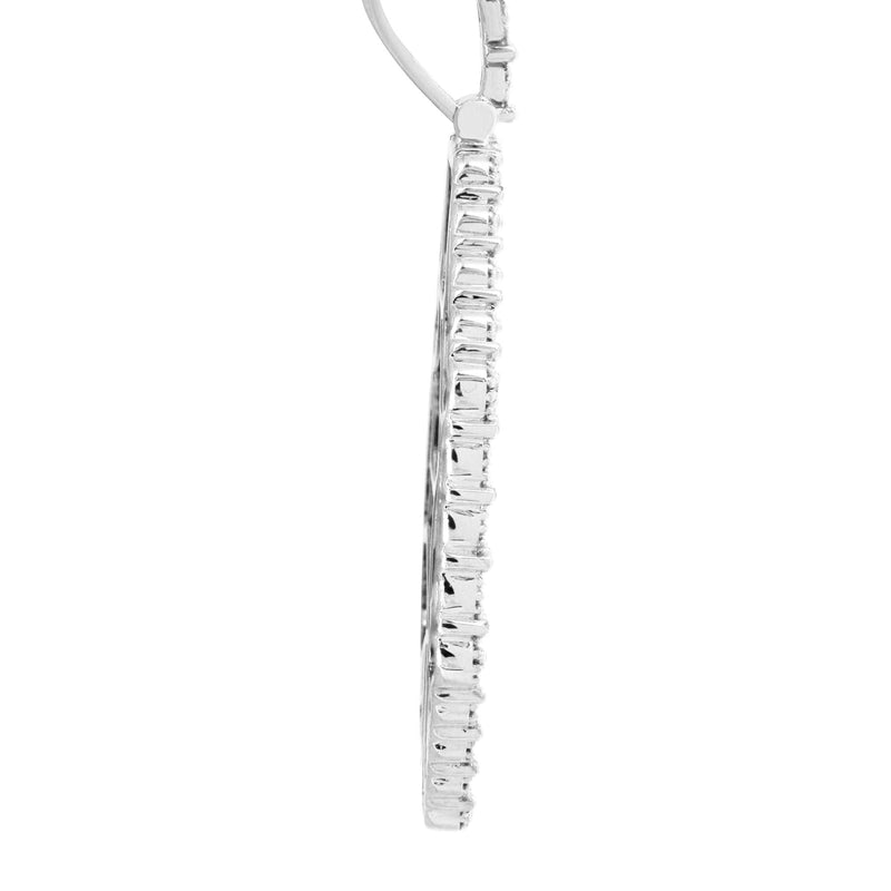 Full Diamond 10K White Gold Medium Octagon Picture Pendant Necklace | 2.23 Carats | Appx. 20 Grams
