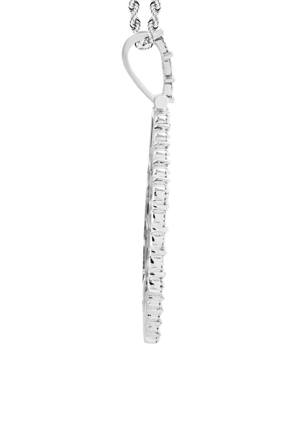 Full Diamond 10K White Gold Medium Octagon Picture Pendant Necklace | 2.23 Carats | Appx. 20 Grams