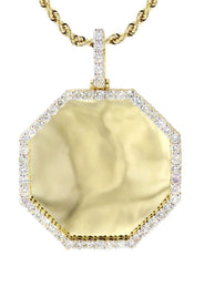 Full Diamond 10K Yellow Gold Large Octagon Picture Pendant Necklace | 2.69 Carats | Appx. 20 Grams