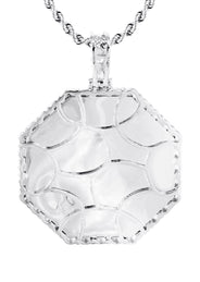 Full Diamond 10K White Gold Large Octagon Picture Pendant Necklace | 2.69 Carats | Appx. 20 Grams