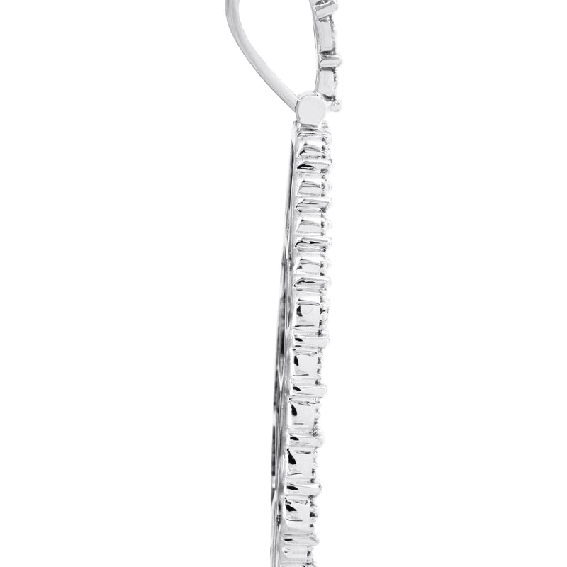 Full Diamond 10K White Gold Large Octagon Picture Pendant Necklace | 2.69 Carats | Appx. 20 Grams