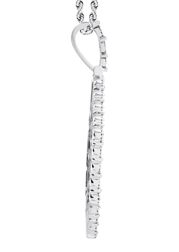 Full Diamond 10K White Gold Large Octagon Picture Pendant Necklace | 2.69 Carats | Appx. 20 Grams