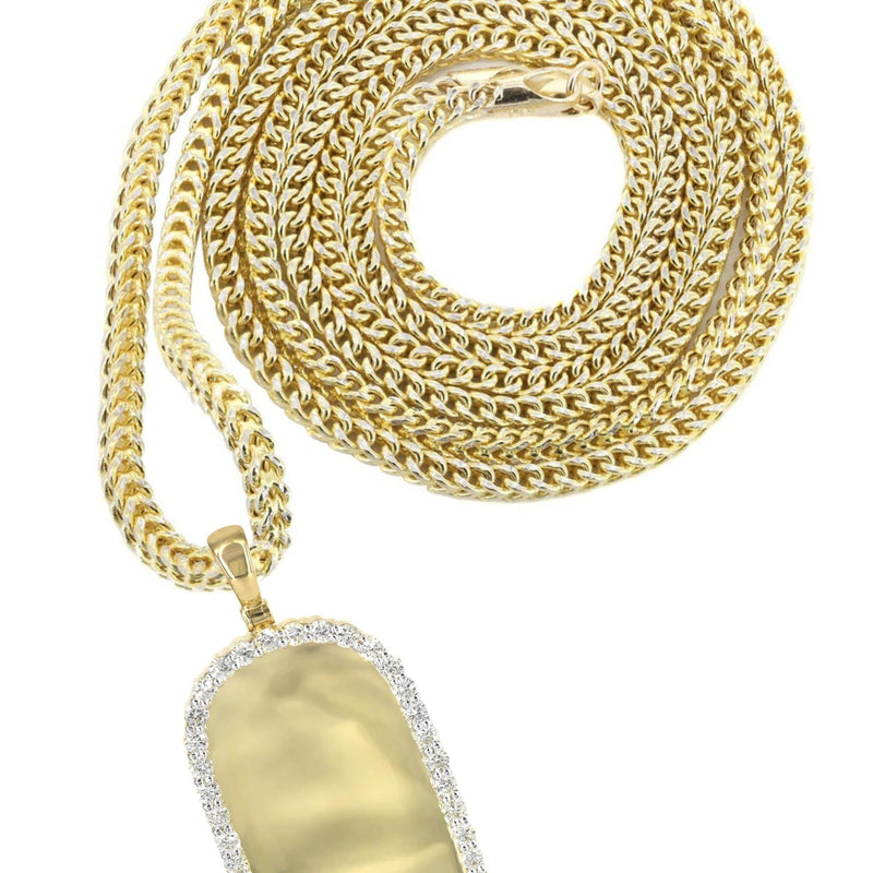 Diamond 10K Yellow Gold Small Headstone Picture Pendant Necklace | 1.88 Carats | Appx. 17 Grams