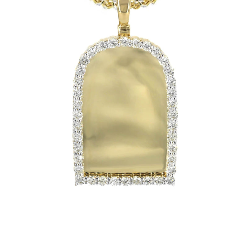 Diamond 10K Yellow Gold Small Headstone Picture Pendant Necklace | 1.88 Carats | Appx. 17 Grams