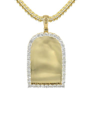 Diamond 10K Yellow Gold Small Headstone Picture Pendant Necklace | 1.88 Carats | Appx. 17 Grams