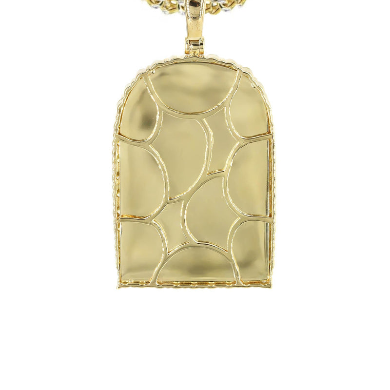 Diamond 10K Yellow Gold Small Headstone Picture Pendant Necklace | 1.88 Carats | Appx. 17 Grams
