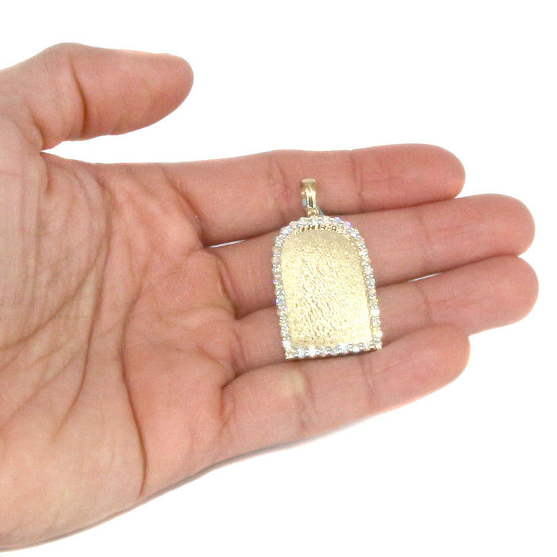 Diamond 10K Yellow Gold Small Headstone Picture Pendant Necklace | 1.88 Carats | Appx. 17 Grams