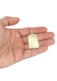 Diamond 10K Yellow Gold Small Headstone Picture Pendant Necklace | 1.88 Carats | Appx. 17 Grams