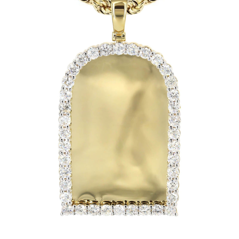 Diamond 10K Yellow Gold Medium Headstone Picture Pendant Necklace | 3.85 Carats | Appx. 24 Grams