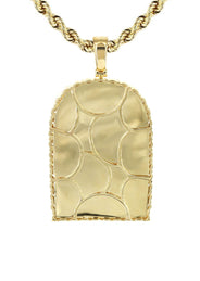 Diamond 10K Yellow Gold Medium Headstone Picture Pendant Necklace | 3.85 Carats | Appx. 24 Grams