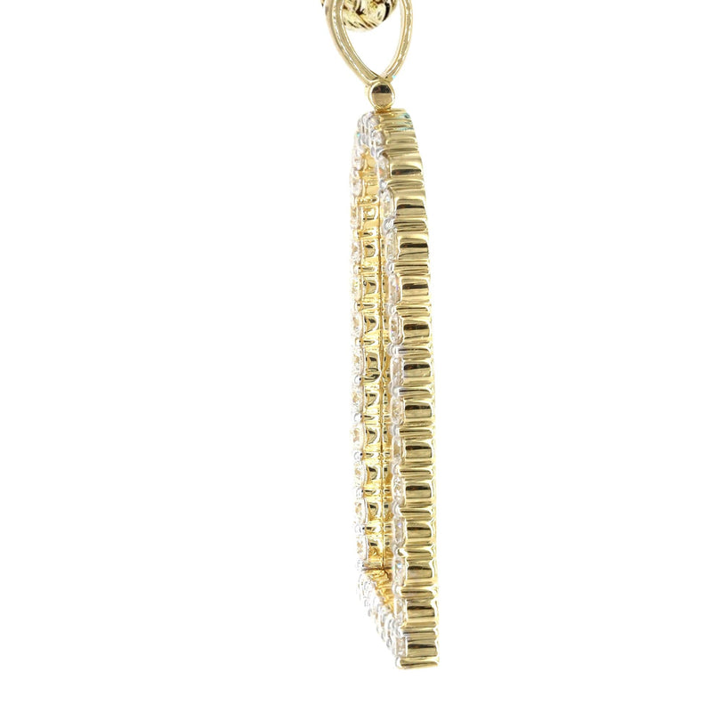 Diamond 10K Yellow Gold Medium Headstone Picture Pendant Necklace | 3.85 Carats | Appx. 24 Grams