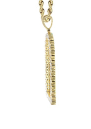 Diamond 10K Yellow Gold Medium Headstone Picture Pendant Necklace | 3.85 Carats | Appx. 24 Grams