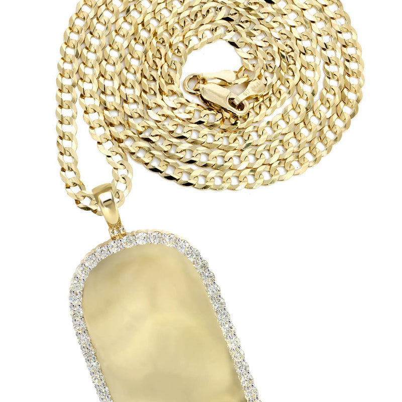 Diamond 10K Yellow Gold Large Headstone Picture Pendant Necklace | 4.63 Carats | Appx. 29 Grams