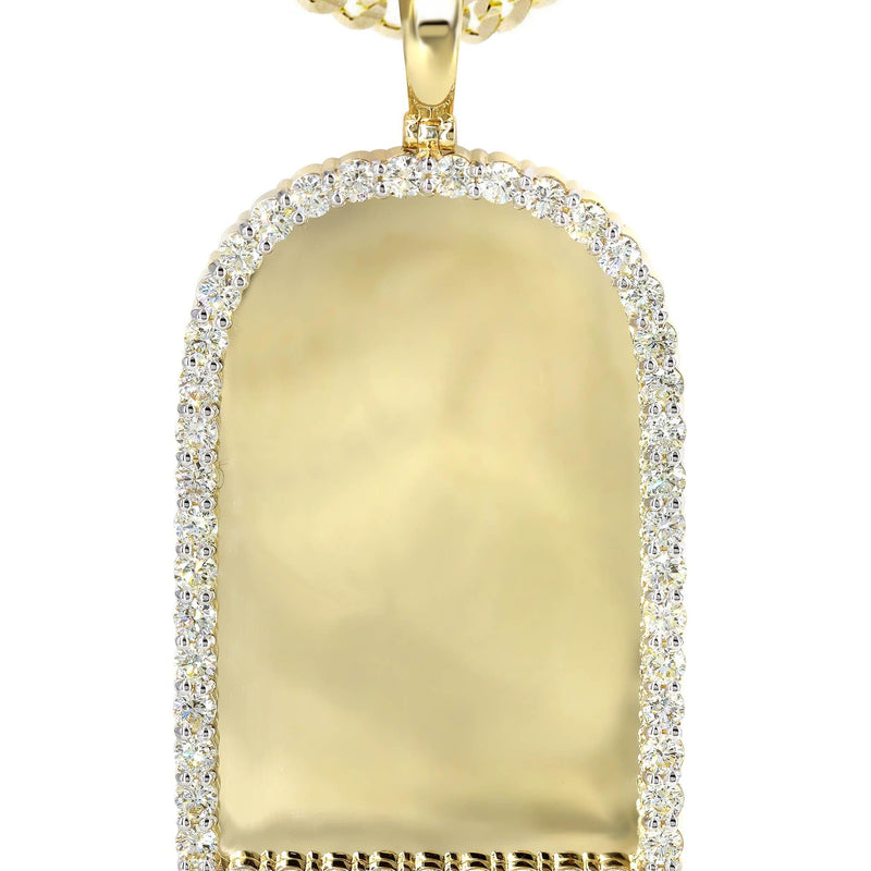 Diamond 10K Yellow Gold Large Headstone Picture Pendant Necklace | 4.63 Carats | Appx. 29 Grams