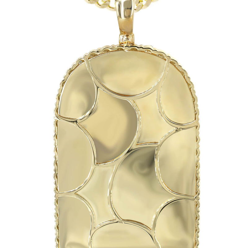 Diamond 10K Yellow Gold Large Headstone Picture Pendant Necklace | 4.63 Carats | Appx. 29 Grams