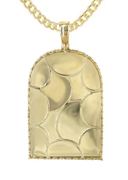 Diamond 10K Yellow Gold Large Headstone Picture Pendant Necklace | 4.63 Carats | Appx. 29 Grams