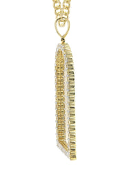 Diamond 10K Yellow Gold Large Headstone Picture Pendant Necklace | 4.63 Carats | Appx. 29 Grams
