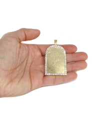 Diamond 10K Yellow Gold Large Headstone Picture Pendant Necklace | 4.63 Carats | Appx. 29 Grams