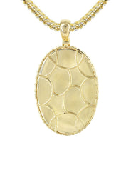 Diamond 10K Yellow Gold Small Oval Picture Pendant Necklace | 1.29 Carats | Appx. 17 Grams