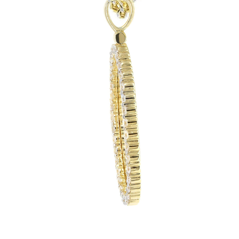 Diamond 10K Yellow Gold Small Oval Picture Pendant Necklace | 1.29 Carats | Appx. 17 Grams