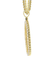 Diamond 10K Yellow Gold Small Oval Picture Pendant Necklace | 1.29 Carats | Appx. 17 Grams