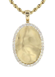 Diamond 10K Yellow Gold Medium Oval Picture Pendant Necklace | 3.33 Carats | Appx. 23 Grams