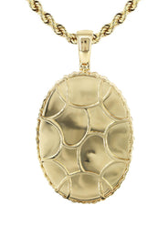 Diamond 10K Yellow Gold Medium Oval Picture Pendant Necklace | 3.33 Carats | Appx. 23 Grams