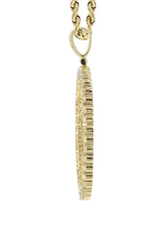 Diamond 10K Yellow Gold Medium Oval Picture Pendant Necklace | 3.33 Carats | Appx. 23 Grams