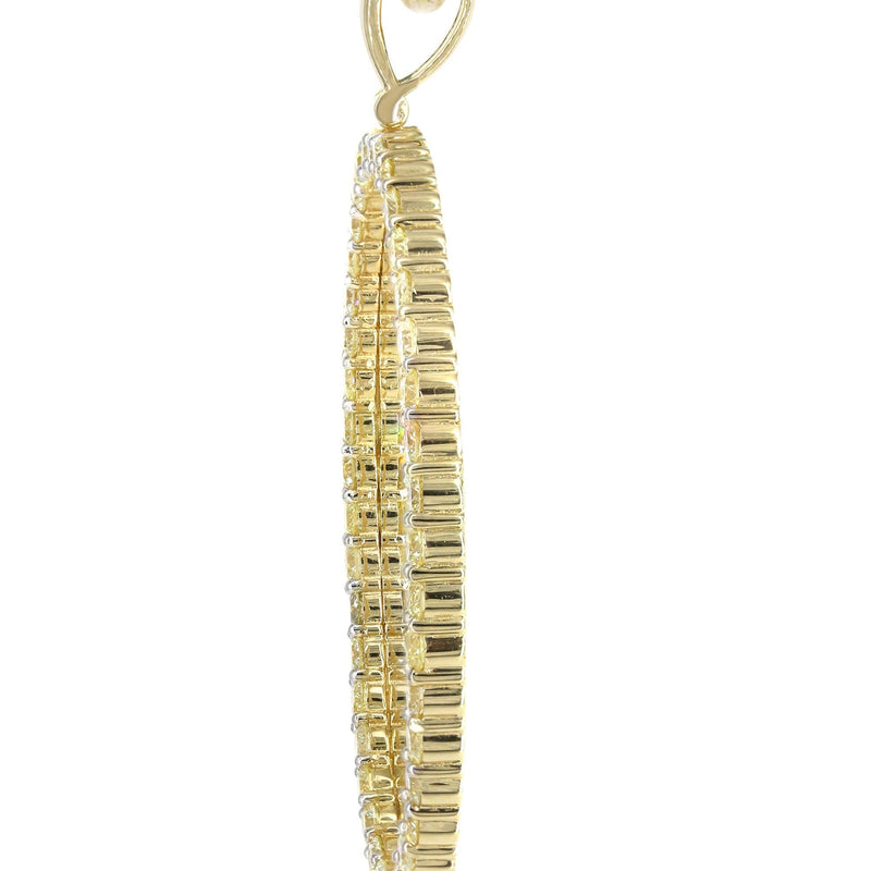 Diamond 10K Yellow Gold Large Oval Picture Pendant Necklace | 5.44 Carats | Appx. 29 Grams