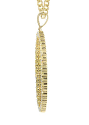 Diamond 10K Yellow Gold Large Oval Picture Pendant Necklace | 5.44 Carats | Appx. 29 Grams