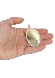 Diamond 10K Yellow Gold Large Oval Picture Pendant Necklace | 5.44 Carats | Appx. 29 Grams
