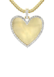 Diamond 10K Yellow Gold Small Heart Picture Pendant Necklace | 1.37 Carats | Appx. 15 Grams