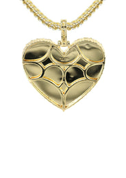 Diamond 10K Yellow Gold Small Heart Picture Pendant Necklace | 1.37 Carats | Appx. 15 Grams