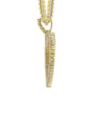Diamond 10K Yellow Gold Small Heart Picture Pendant Necklace | 1.37 Carats | Appx. 15 Grams