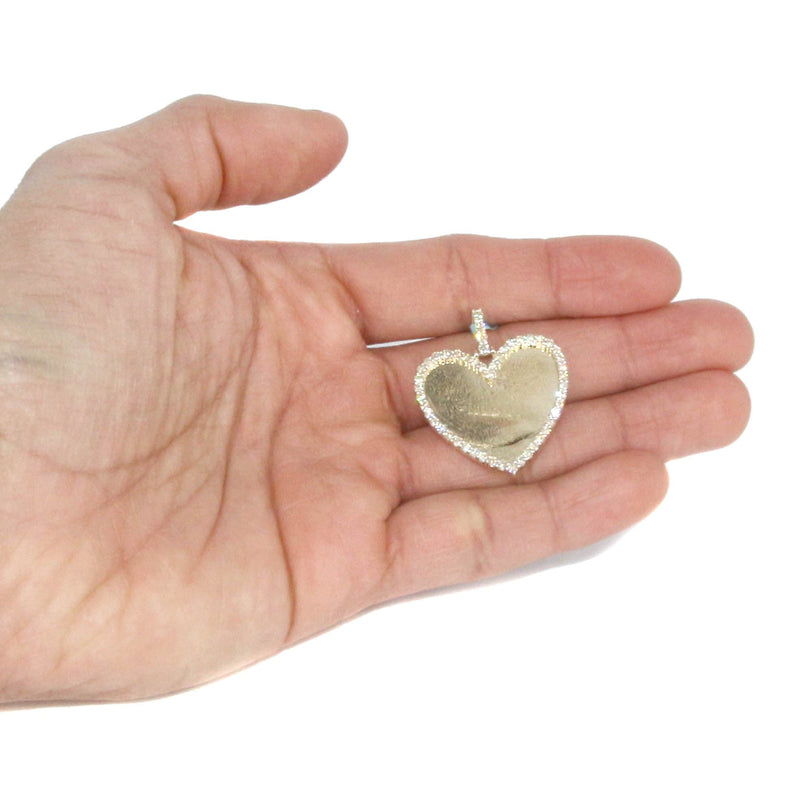 Diamond 10K Yellow Gold Small Heart Picture Pendant Necklace | 1.37 Carats | Appx. 15 Grams