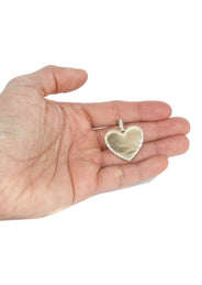Diamond 10K Yellow Gold Small Heart Picture Pendant Necklace | 1.37 Carats | Appx. 15 Grams