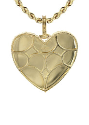 Diamond 10K Yellow Gold Medium Heart Picture Pendant Necklace | 1.83 Carats | Appx. 18 Grams
