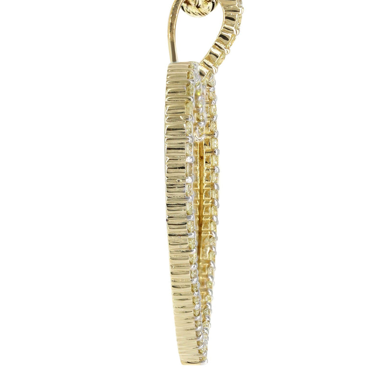 Diamond 10K Yellow Gold Medium Heart Picture Pendant Necklace | 1.83 Carats | Appx. 18 Grams