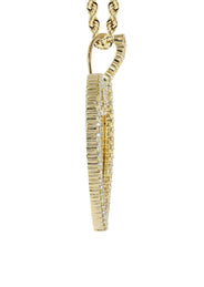 Diamond 10K Yellow Gold Medium Heart Picture Pendant Necklace | 1.83 Carats | Appx. 18 Grams