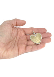 Diamond 10K Yellow Gold Medium Heart Picture Pendant Necklace | 1.83 Carats | Appx. 18 Grams