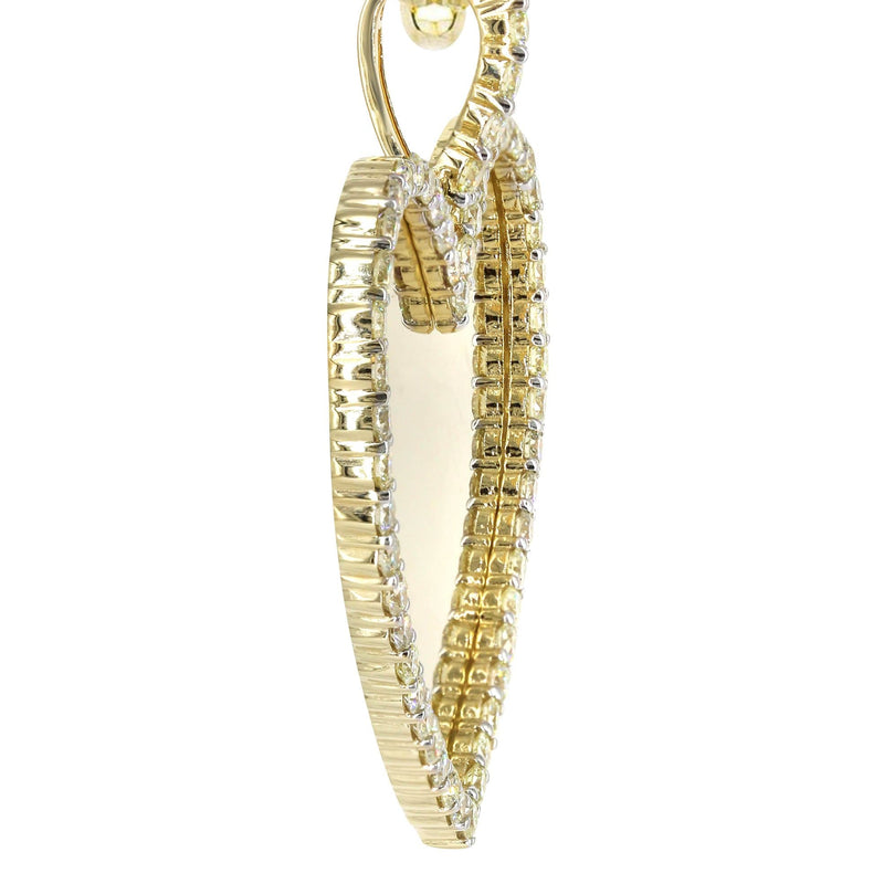 Diamond 10K Yellow Gold Large Heart Picture Pendant Necklace | 2.91 Carats | Appx. 21 Grams