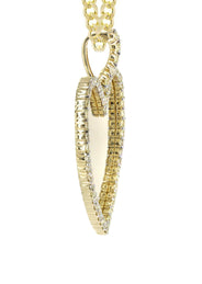 Diamond 10K Yellow Gold Large Heart Picture Pendant Necklace | 2.91 Carats | Appx. 21 Grams
