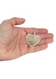 Diamond 10K Yellow Gold Large Heart Picture Pendant Necklace | 2.91 Carats | Appx. 21 Grams